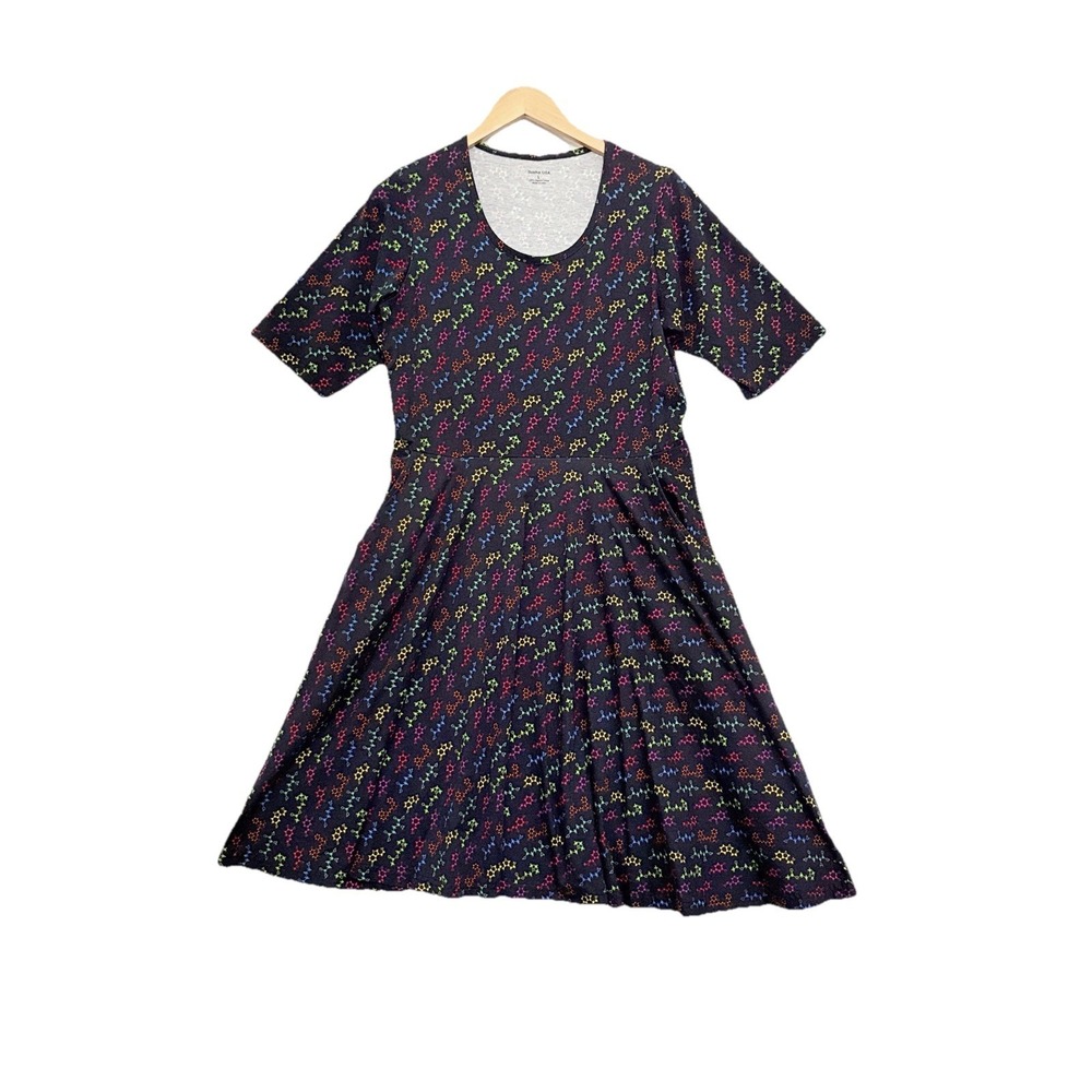 Svaha USA Dress Womens Large Black Neurotransmitters Twirl Whimsical STEM Novelt - Picture 2 of 8